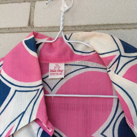 Vintage 60s 70s White Stag Disco Shirt 44" Bust Size 20 Large Butterfly Collar - Picture 4 of 13